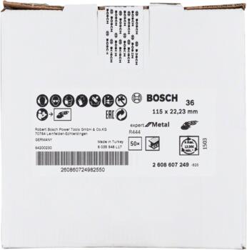 Slīpp.metālam leņķa slīpm D=115 mm,K 36,1 gab, Mazām leņķa slīpmašīnām R444 EXPERT FOR METAL SLĪPDISKS, 2608607249, BOSCH (2608607249)