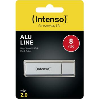 Intenso USB флеш-накопитель 3521462 8 ГБ, USB 2.0, скорость чтения 28 МБ/с, скорость записи 6.5 МБ/с, алюминий, серебристый (3521462)