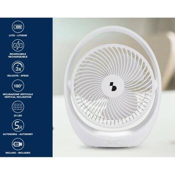 Beper P206VEN425, перезаряжаемый портативный вентилятор, 3 скорости, 2400 мАч, 5ч автономности, LED ночник, 180° поворот (P206VEN425)