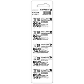 Everactive батарея CR2016 CR20165BL, 3V, Li-ion, 20x1,6мм, 5 шт, монета, детская безопасная упаковка (CR20165BL)