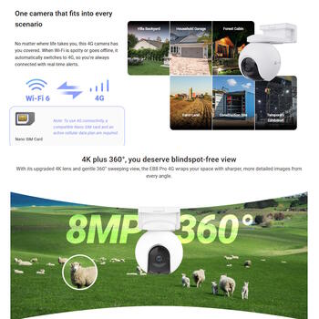 EZVIZ EB8 комплект наружной поворотной камеры 4K 8MP 4G WiFi солнечная панель Белый (CS-EB8/SP)