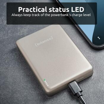 Intenso Power Bank 7344031 10000 мАч, 15 Вт беспроводная зарядка, 20 Вт USB-C PD, совместим с MagSafe, шампанское (7344031)