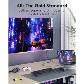 Goobay HDMI кабель 80105, 5 м, Ethernet, 4K60Hz, 19 pin HDMI Type A, экранированный, черный (80105)