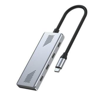 Gembird USB centrmezgls UHB-CM-U310-C4-01 4 porti USB-C 3.2, metāla dizains, 10 Gbps (UHB-CM-U310-C4-01)