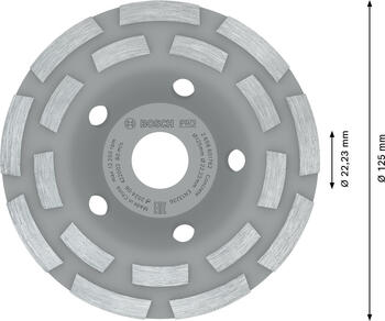 Dimanta kausveida disks 125 x 22.23 mm Concrete, Betona slīpmašīnām PRO CONCRETE KAUSVEIDA DISKS, 2608601762, BOSCH (2608601762)