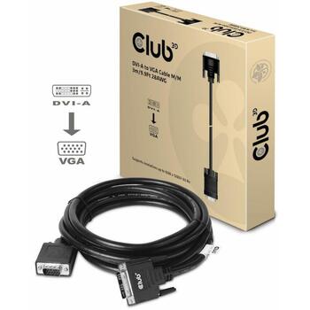 Club3D Video kabeļa adapteris CAC-1243 DVI-A uz VGA M/M 3m 28AWG, atbalsta 1600 x 1200@60Hz, vienvirziena (CAC-1243)