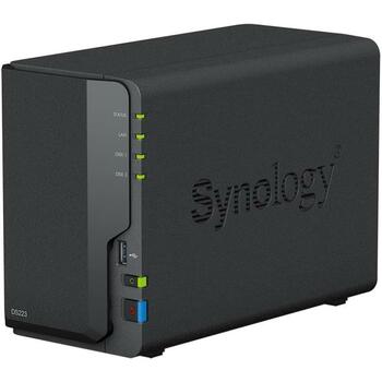 Synology NAS хранилище DS223, 2 отсека, 1 RJ45, 3 USB 3.2, 2 ГБ памяти, EXT4, готов к использованию (DS223)