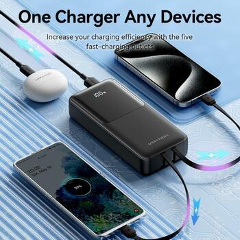 Vention Power Bank FHPW0, 20000mAh, 22.5W, зарядка 3 устройств, LED дисплей, USB-C, USB-A (FHPW0)