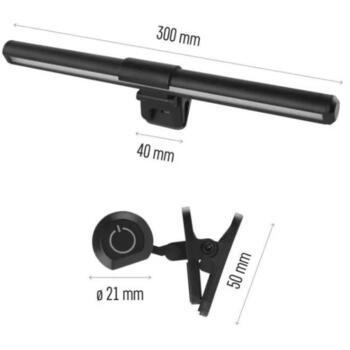 Emos LED освещение монитора MIA Z7625, 5,6 Вт, 5 В, 150 лм, 30 000 часов, черный, алюминий, IP20, SMD, 1 м (Z7625)