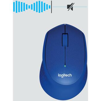 Logitech USB оптическая мышь M330 SILENT PLUS 910-004910, 1000 DPI, 10м беспроводная, 3 кнопки, AA батарея, синяя (910-004910)