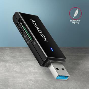 Axagon Читатель карт памяти CRE-S2N USB 3.2 Gen 1, 2 слота, 5000 Mbit/s, поддерживает MicroSD, SD, черный (CRE-S2N)