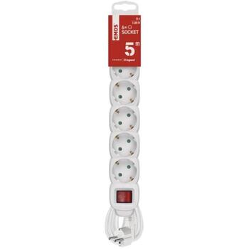 Emos Удлинитель P1625R, 5м, 6x2P+PE, выключатель, ПВХ, 3680Вт, защита от детей (P1625R)