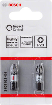 PRO Impact PZ skrūvgriežu uzgaļi, izturīgi un augstas griezes pretestības, PZ3, 25mm, 2 gab., 2608522402, BOSCH (2608522402)