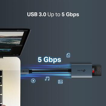 Tp-Link USB 3.0 Type-C к SD & microSD 3.0 кардридер UA430C, 2 порта, 5Gbps, 200MB/s, алюминиевый корпус (UA430C)