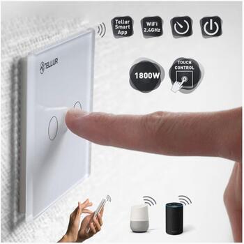 Tellur WiFi выключатель TLL331051, 2 порта, 1800W, 110-240V, 10A, 2.4GHz, IEEE 802.11b/g/n, WPA-PSK/WPA2-PSK (TLL331051)