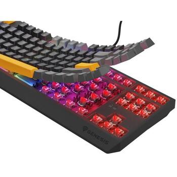 Genesis Thor 230 TKL mehāniskā spēļu tastatūra NKG-2081, 87 taustiņi, Outemu Red, RGB LED, USB Type-C, 3000 mAh, QWERTY, Hot-Swap (NKG-2081)