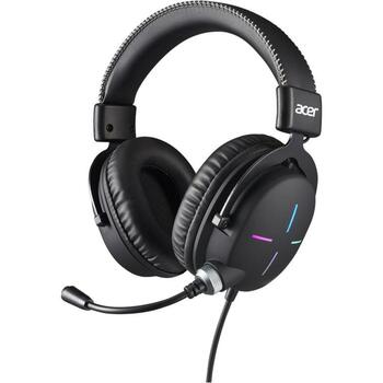 Acer Austiņas NHW200 GP.HDS11.02E, 3.5 mm, melnas, 22Ω, -42dB, 50mm, RGB gaismas, vadu savienojums (GP.HDS11.02E)