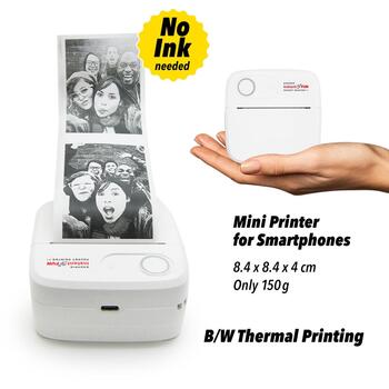 Easypix InstantFUN Pocket Printer P1 10102, термопринтер, 200 dpi, 25×57 мм, Bluetooth, USB Type-C, 150 г (10102)
