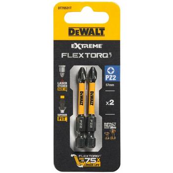Dewalt FLEXTORQ бит для отвертки DT70531T-QZ PZ2 57mm, 2 шт., Torsion Impact, Blister, ISO 1173, ISO 2351-2, Долговечность (DT70531T-QZ)
