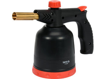 Yato газовая паяльная лампа YT-36720, 1,7кВт, 123г/ч, 190г, 360°, корпус ПВХ, пьезоподжиг, регулировка пламени (YT-36720)