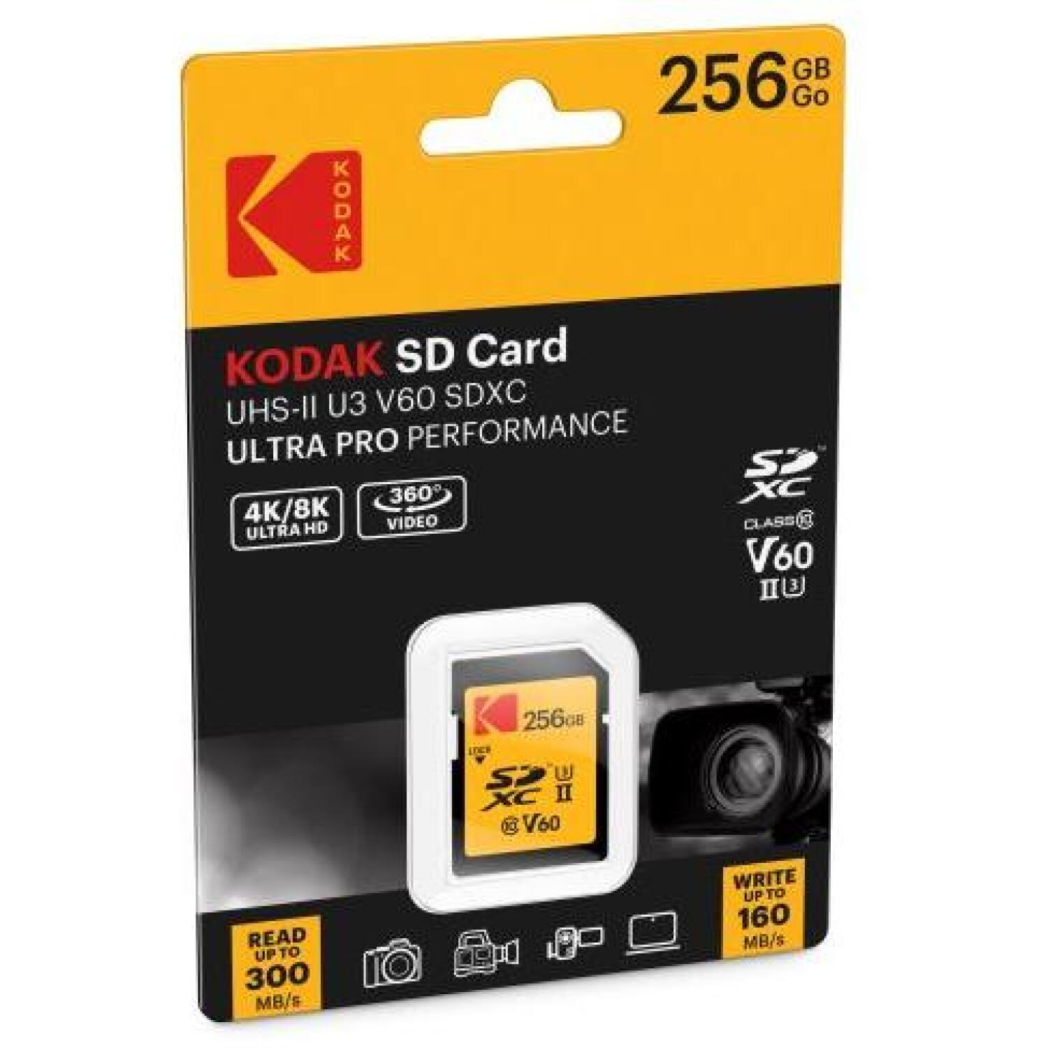 Kodak Карта памяти EKMSD256GUHS2V1K, 256GB, 300MB/s, 160MB/s, UHS-II, V60 (EKMSD256GUHS2V1K)