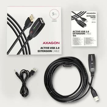 Axagon USB удлинитель ADR-205 5м, черный, USB 2.0 1, USB 3.0 1 (ADR-205)