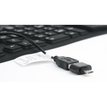 Gembird клавиатура KB-109F-B, 109 клавиш, USB + PS/2, 1.5 м кабель, черный, водонепроницаемая, пылезащитная (KB-109F-B)