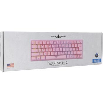 White Shark WAKIZASHI 2 GK-002421V2, механическая, розовая, 63 клавиши, USB, 1.5m кабель, синие переключатели, подсветка (WAKIZASHI-2-US-P-BLUE.SW)