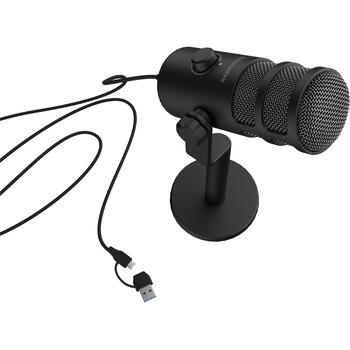Genesis Datora mikrofons Radium 350D NGM-2168, -48 dB, 60-14000 Hz, 24 biti, 192 kHz, USB-A, USB-C, dinamisks, kardioīds, melns (NGM-2168)