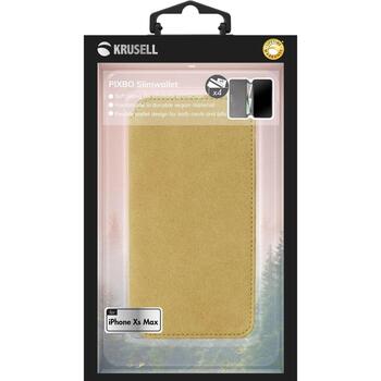 Krusell Broby 4 Card SlimWallet Apple iPhone XS Max cognac, 61494, замша, коричневый, отделение для кредитных карт (61494)