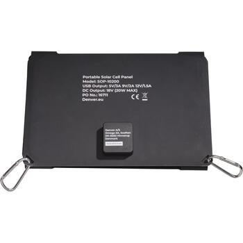 Denver Солнечная панель SOP-10200 117250200000, 20 W, USB-A 5V-3A, QC3.0, DC 5-18V, складной, монокристаллический кремний (117250200000)
