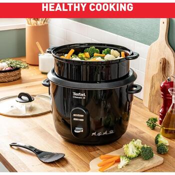 Tefal RK103811 Classic 2 рисоварка, 600 Вт, 5 л, 3 программы, черный, корзина для пароварки, поддержание тепла (RK103811)