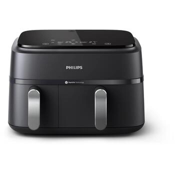 Philips NA351/00 karstā gaisa friteris, 9L, 2750W, 220-240V, 50Hz, 2 grozi, 8 programmas, skārienjutīgs, LED displejs, pelēks (NA351/00)