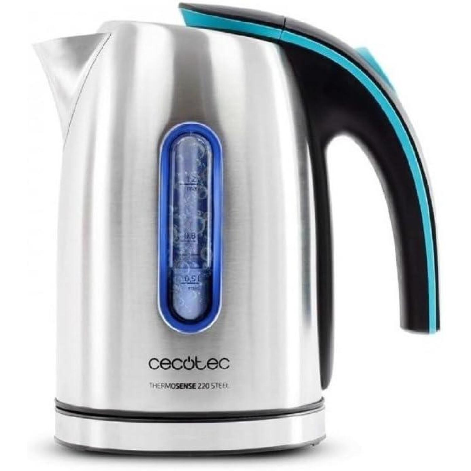 Cecotec Чайник ThermoSense 220 Steel 1513, 1630 W, 1.2 L, нержавеющая сталь, 360° вращающаяся база (1513)