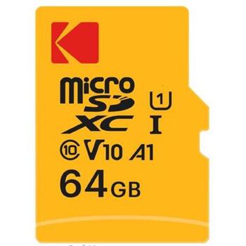 Kodak microSDXC 64GB, EKMSDM64GXC10K, 64GB, UHS-I, V10, A1, 90MB/s, 25MB/s, адаптер microSDXC (EKMSDM64GXC10K)