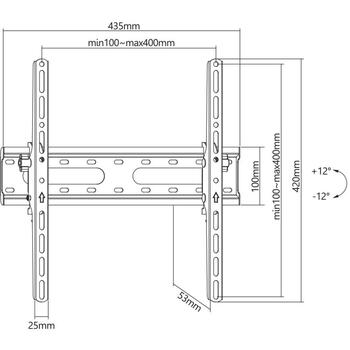 Sbox Кронштейн PLB-2544T-2, 32-70''/45kg/400x400, черный, сталь, наклонный, VESA 75x75-400x400, наклон +12° до -12° (PLB-2544T-2)