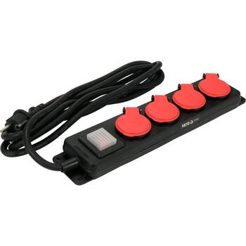 Yato удлинитель YT-81241, 3 м, 230 В, 50 Гц, 16 А, 3500 Вт, 4 розетки, IP44, 3Gx1.5 мм², H07RN-F, с заземлением, защита от детей (YT-81241)