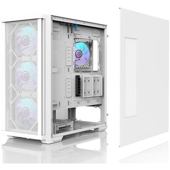 Zalman Z10 DUO White, ATX Mid Tower korpuss, 4x120mm ARGB ventilatori, 7 sloti, 2xUSB 3.0, USB-C, 39.5cm GPU, 17.3cm CPU (Z10 DUO White)
