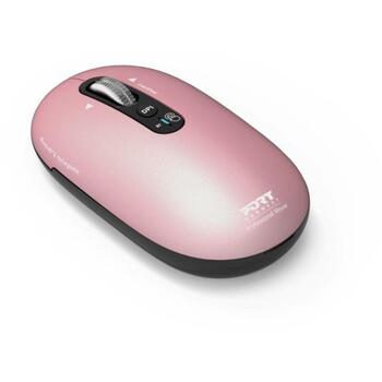 Port Connect PURE MAC 910503, bezvadu optiskā pele, Bluetooth, 1000/1600/2400/3200 DPI, 5 pogas, klusa skaņa, rozā (910503)