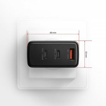 Axagon настенный зарядное устройство ACU-DPQ100 100W, 100-240V, 3 порта, QC 4+, PD 3.0, черный, защита питания (ACU-DPQ100)