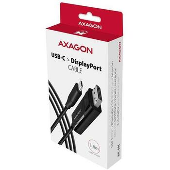 Axagon Видео кабель RVC-DPC 1.8m, USB Type-C, DisplayPort 1.2, 4096 x 2160, 60Hz, активный видеопреобразователь, HDCP 2.2 (RVC-DPC)
