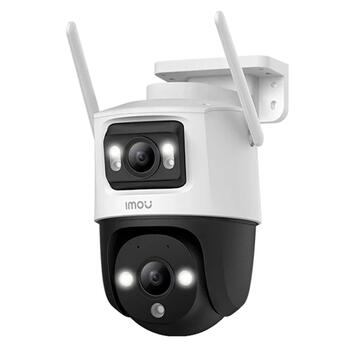 Imou IPC-S7XEP-10M0WED Cruiser Dual 2 10 MP уличная Wi-Fi IP-камера 5 MP+5 MP 2880×1620 3.6 мм поворотная/фиксированная объективы Wi-Fi 6 двустороннее аудио ночное цветное видение до 30 м детекция людей и транспортных средств microSD до 512 ГБ IP66 белая 