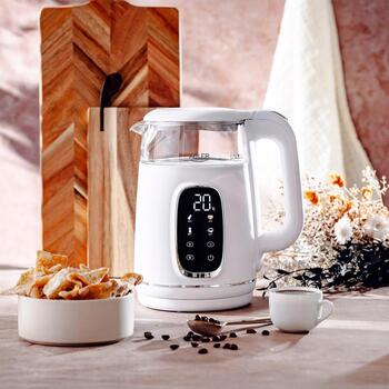 Adler электрический чайник AD 1305ws, 2200 W, 1.7 L, 40-100 °C, автоматическое отключение, LED дисплей, фильтр от накипи (AD 1305ws)