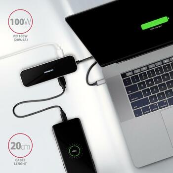 Axagon USB centrmezgls HMC-6GL 3x USB 3.2, 1x USB-C, 1x HDMI, 1x RJ-45, 5Gb/s, 100W PD, 110 x 35 x 13 mm (HMC-6GL)