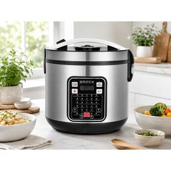 Brock MC 3203 мультиварка, 5 л, 900 Вт, 32 программы, корпус из нержавеющей стали, дисплей, таймер (MC 3203)