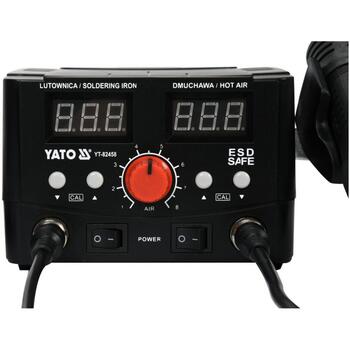 Yato паяльная станция YT-82458, 75Вт, 750Вт, 220-240В, 50Гц, 200-480°C, 100-480°C, ±1°C, ±2°C, 120 л/мин, LED, ESD-безопасный (YT-82458)
