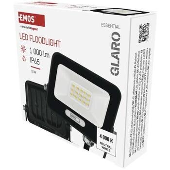 Emos LED prožektors GLARO ZS2214B, 10 W, 1000 lm, IP65, neitrāli balta, alumīnijs, 120°, 20 000 h (ZS2214B)