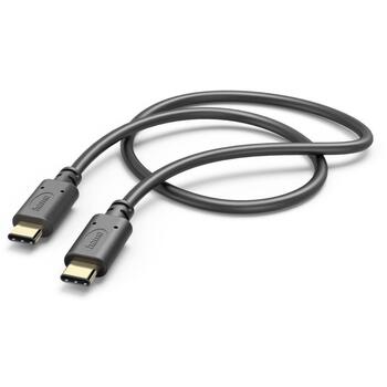 Hama кабель для зарядки 00201591, USB-C - USB-C, 1.5 м, USB 2.0, 3 А, 0.48 Гбит/с, золоченые контакты, черный (00201591)