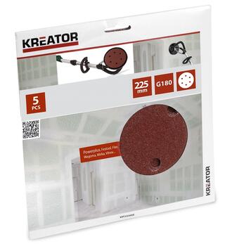 Диск наждачной бумаги на тканевой основе Ø225мм, G180 (5шт.) Kreator (KRT232008)