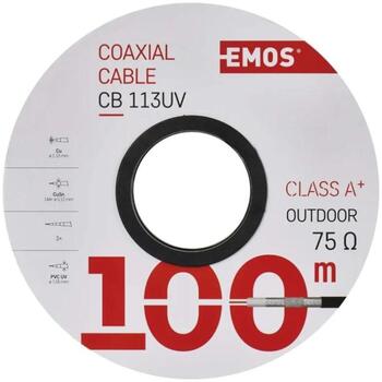 Emos Коаксиальный кабель CB113UV S5265, 100 м, 75 Ом, 3 экрана, 52 пФ/м, 43,5 кг/км, УФ стойкость, Eca (S5265)